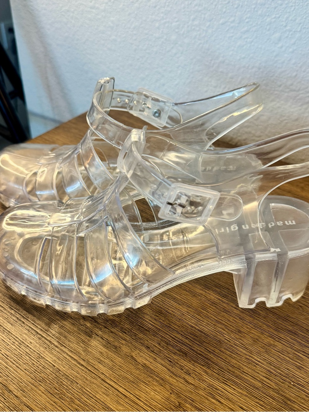 Madden Girl Clear Jelly Wedge Sandals – Size 10